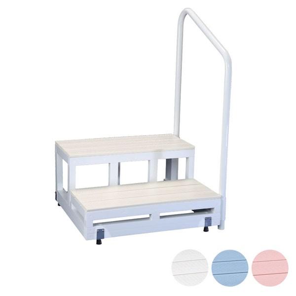 バリアフリー踏み台 2段 片側手すり付き左アイボリー