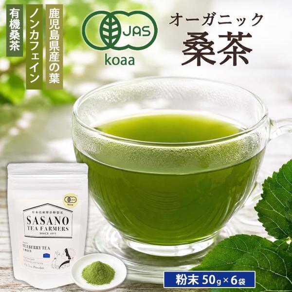無農薬 オーガニック 有機 毎日桑茶 (粉末) 50g 6袋 国産 オーガニック認証 ノンカフェイン カフェインゼロ 鹿児島県 敬老の日 お取り寄せ