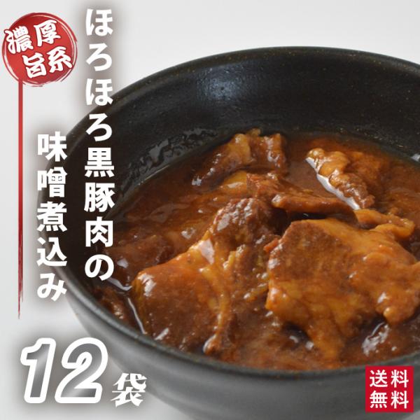鹿児島県産 ほろほろ黒豚肉の味噌煮込み 120g 12袋 総菜 モツ煮 レトルト 訳あり 備蓄用 鹿児島県 敬老の日 お取り寄せ ギフト 贈り物