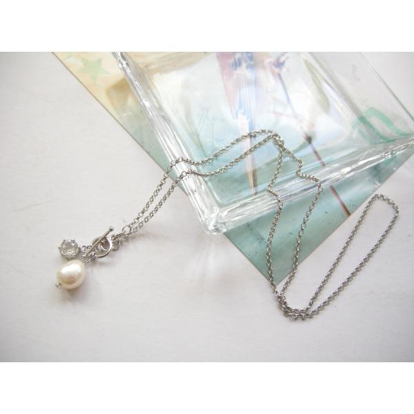 淡水パールとホワイトトパーズのシルバーペンダント : el.flamingo