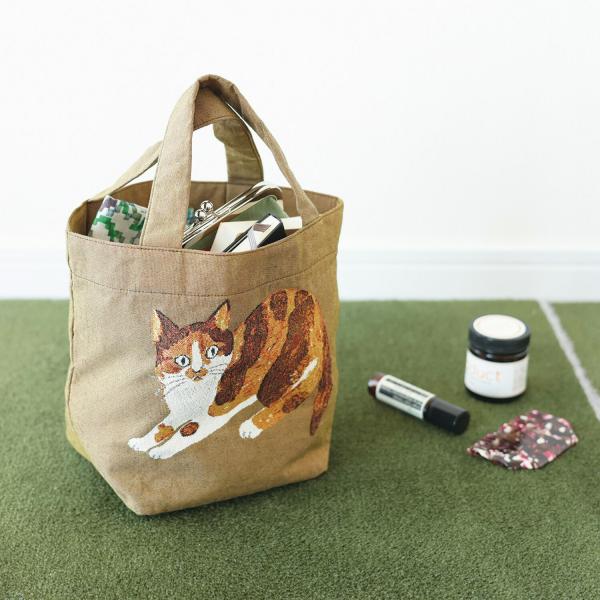 松尾ミユキ ミニボートバッグ｜Mini boat bag 猫 トートバッグ エコバッグ お買い物バッグ マチあり かわいい おしゃれ 便利 弁当 ランチ 散歩