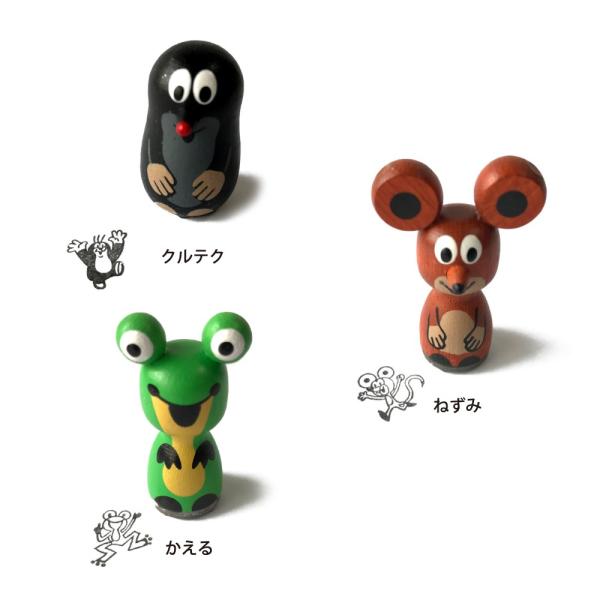 クルテク ウッドフィギュアスタンプ【チェコ製 はんこ オブジェ 置物