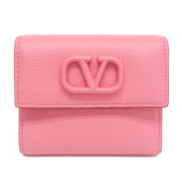 美品】 VALENTINO GARAVANI Vスリング 三つ折り財布 ピンク 【公式通販】