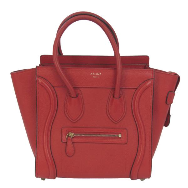 CELINE セリーヌ ラゲージ ミニショッパー ハンド トート 赤 レッド CELINE セリーヌ ラゲージ マイクロショッパー トートバッグ
