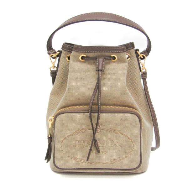 PRADA（プラダ） ロゴジャガード 巾着バッグ レディース レザー,ジャ