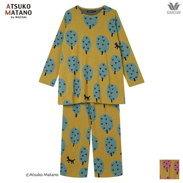マタノアツコ ワコール wacoal パジャマ ルームウェア ナイトウェア 寝間着 部屋着 レディース 長袖 猫と木の大きなモチーフ 秋冬 HDW515 ATSUKO MATANO by WACOAL マタノアツコ ワコール wacoal パジャマ
