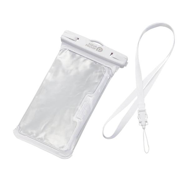 エレコム 防水 ケース 〜6.9インチ スマートフォン 用 JIS保護等級 IPX8 水深10ｍ ネックストラップ 付属 立体構造 ホワイト P-WPSR04WH 在庫処分