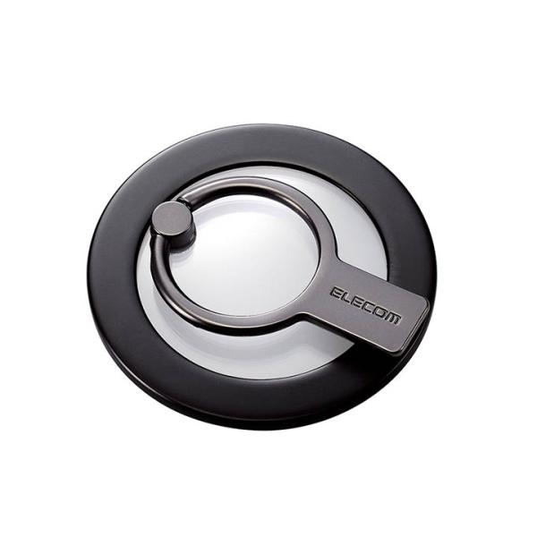 エレコム マグネット スマホリング MagSafe対応 スタンド ２WAY MAGKEEP ブラック P-STRMKHICRBK
