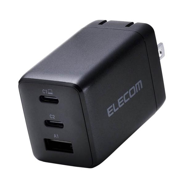 �G���R�� �m�[�gPC�p AC�A�_�v�^�[ USB Power Delivery 67W AC�[�d�� C�~2+A�~1 USB�[�d�� Type-C �~2 USB-A �~1 �X�C���O�v���O �u���b�N  EC-AC10367BK ���i�摜2