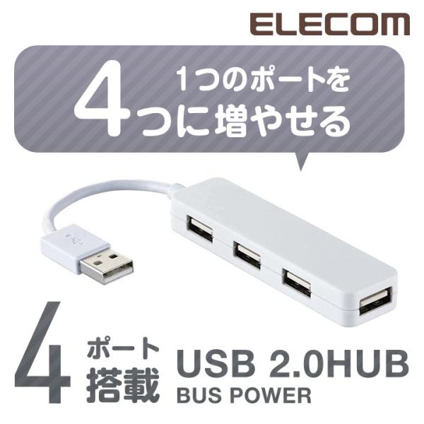 ポップでコンパクトなスティックタイプ。パソコンのUSBポートに接続してポートを増やせる4ポートUSB2.0ハブ。関連キーワード：エレコムダイレクトショップ エレコムダイレクト エレコム elecom