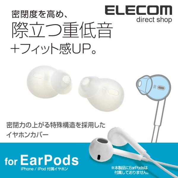 エレコム EarPods用アクセサリ イヤホンカバー カナル クリア P-APEPICR メーカー在庫品