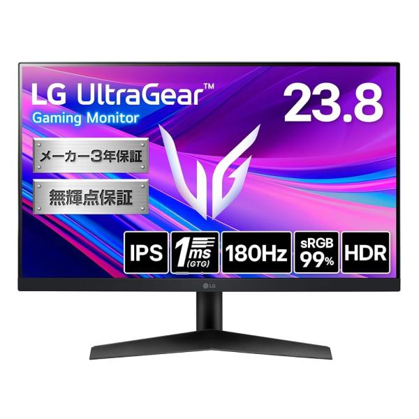 他サイト： LG ゲーミングモニター UltraGear 24GS60F-B 23.8インチ/PCゲーム、家庭用ゲーム/フルHD(1920×1080) /アンチグレア/180Hz/の商品画像