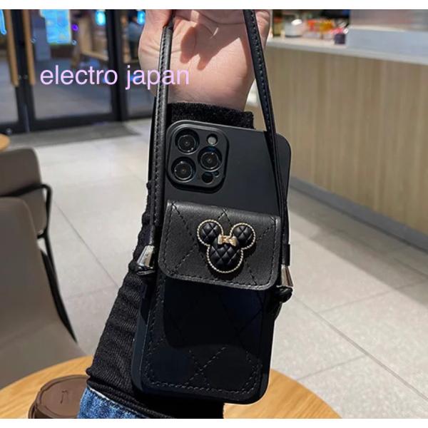 electro japan iPhone ケース カード入れ　ディズニー　ショルダーストラップ 人気 可愛い 母の日のプレゼント 可愛い　オススメ