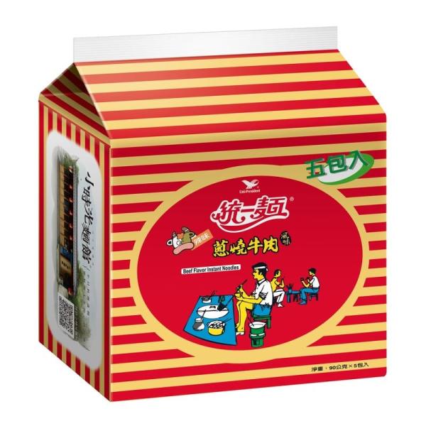 《統一》 ネギ燒牛肉風味 (90g×5袋) （葱焼肉風味・ラーメン） 《台湾 お土産》 [並行輸入品]