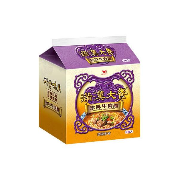 《統一》 滿漢大餐 珍味牛肉麺 (173g×3袋) （珍味牛肉ラーメン） 《台湾 お土産》 [並行輸入品]