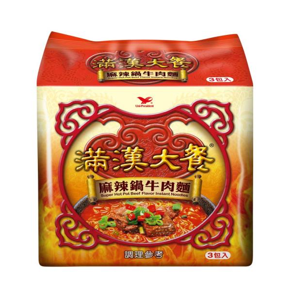 《統一》 滿漢大餐 麻辣鍋牛肉麺 (200g×3袋) （スパイシー煮込牛肉ラーメン） 《台湾 お土産》 [並行輸入品]