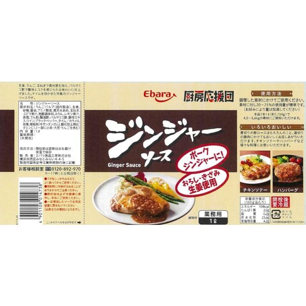 ジンジャーソース 1L エバラ 厨房応援団 業務用 大容量 調味料 プロ仕様 生姜 肉料理 ステーキ ハンバーグ ポーク チキン 本格