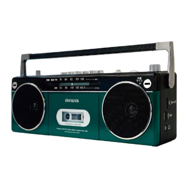 80年代に流行した横長デザインのダブルスピーカーラジカセ。カセットテープに録再できるのはもちろん、USB／マイクロSDへの録再機能、スマホなどの音楽が聴けるブルートゥース受信機能などデジタルにも対応。懐かしの名曲も最新の音楽も自由自在に楽し...