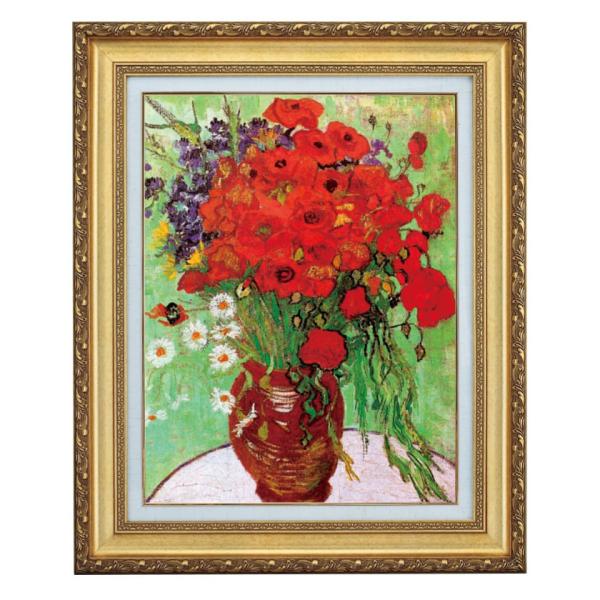 赤いポピーの油彩画 額縁付き 赤いポピーの絵画オリジナル油絵 4x4、東洋のポピーの花のアート