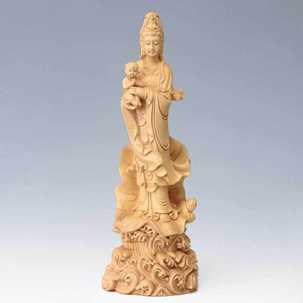 黄楊木彫り水月観音置物 lha162 - 置物