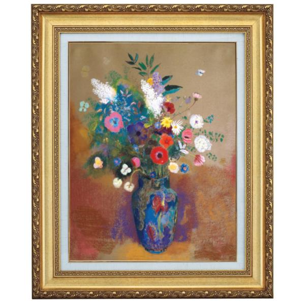 オディロン・ルドン 花瓶の花束 6号 立体複製名画 美術品 レプリカ 絵画 額付き インテリア アートの友社
