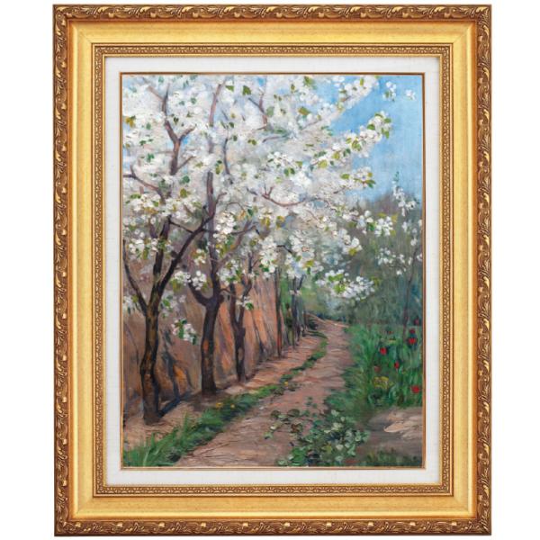 絵画 桜 インゲボルグ・エガーツ 作品 10号 立体複製名画 額付き