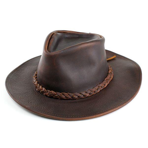 ハット メンズ ハット 帽子 HENSCHEL ヘンシェル レザーカウボーイハット アメリカ製 ブラウン（M(55.5cm)） - 4