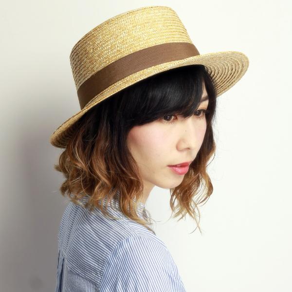 カンカン帽 レディース ストローハット メンズ 海 帽子 リボン 春夏 プール アウトドア リゾート 麦わら 茶 ブラウン