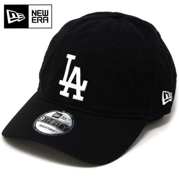 ニューエラ キャップ LA 9THIRTY 帽子 メンズ ウォッシュドコットン ロサンゼルス・ドジャース NEWERA ロゴ MLBキャップ ブラック クロスストラップ