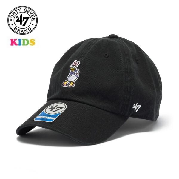 47brand Disney キッズ デイジー キャップ '47 Disney ディズニー KIDS 帽子 子ども キッズ デイジーダック クリーンナップ フリーサイズ 黒 ブラック