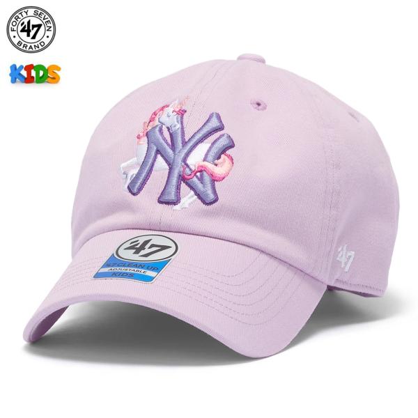 キッズ キャップ 帽子 ユニコーン 47brand 子供用 男の子 女の子 '47 KIDS ブランド ニューヨーク・ヤンキース CRITTER コスモス パープル