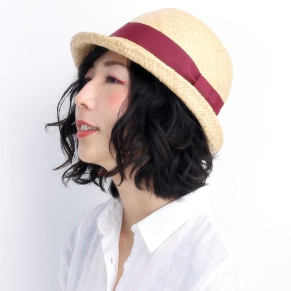 ボーラーハット ハット ストローハット メンズ レディース 春夏 ラフィア 天然草 丸みのあるシルエット ナチュラル