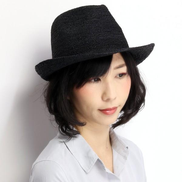 極細コマ編み リラックス 麦わら帽 ラフィア中折れハット メンズ 春夏