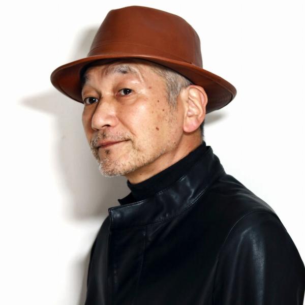 中折れハット メンズ マツイ 高級生地 ステッチ レザーハット 本