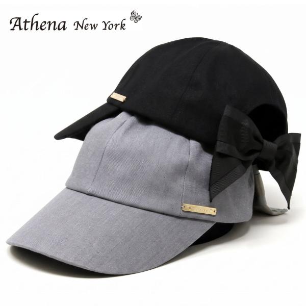 アシーナニューヨーク Becky ベッキー キャップ 帽子 岡山デニム Athena New York デニムキャップ バックリボン リボンモチーフ グレー レディース
