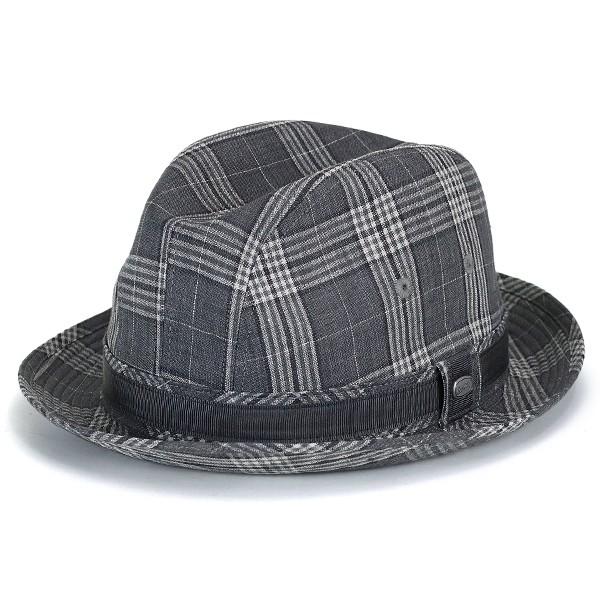 数々のアワードを受賞 麻 グレンチェック メンズ ハット 中折れ ボルサリーノ 春夏 グレンチェック柄 往年の人気 ビンテージリネン グレー レディース サイズ調節可 帽子 日本製 Borsalino お洒落 帽子