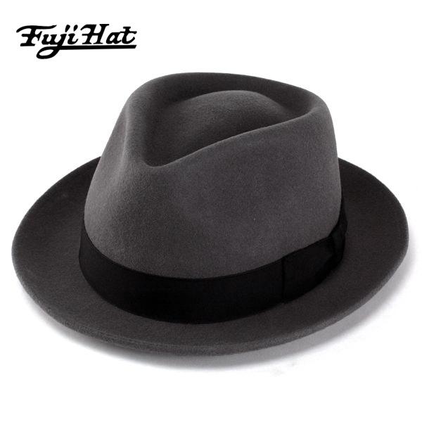 FUJI HAT コンモート フェルトハット ハット メンズ レディース 帽子 中折れハット ウール フェルト グレー