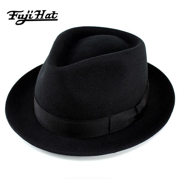 FUJIHAT コンモート 帽子 ハット メンズ レディース 中折れハット ウール フェルト フェルトハット 中折れ帽子 ブラック