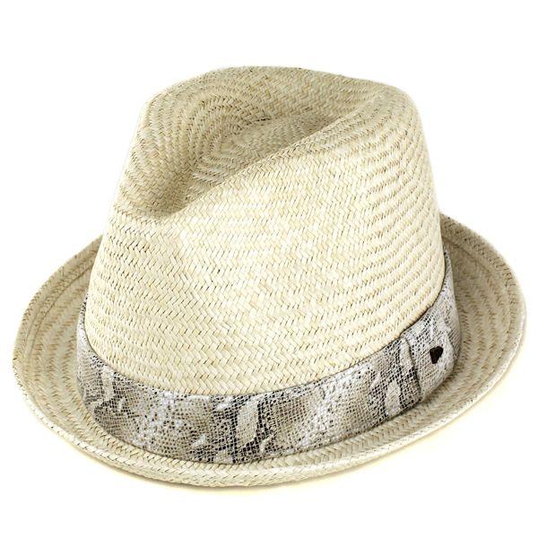 Web限定 ストローハット レディース E Straw Fedora ヘビ柄ベルト ニューエラ ハット レディース メンズ 帽子 ストローハット 春夏 帽子 ファッション メンズ 帽子