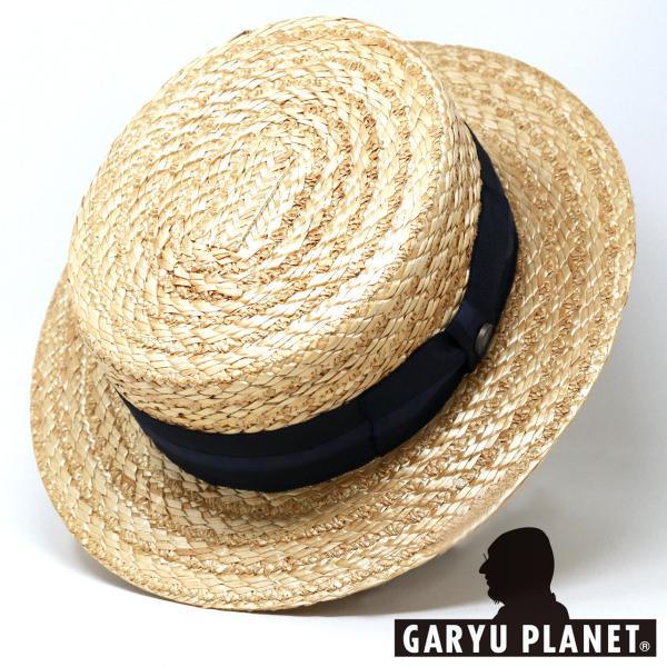 GARYU PLANET（ガリュープラネット） カンカン帽 メンズ 石目編み 光沢