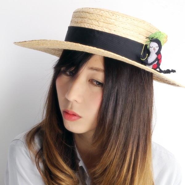 バラ色の帽子 コクシネルキャノチェ レディース ばら色 カンカン帽 帽子 ハット ラフィア Barairo no boushi クロ ブラック