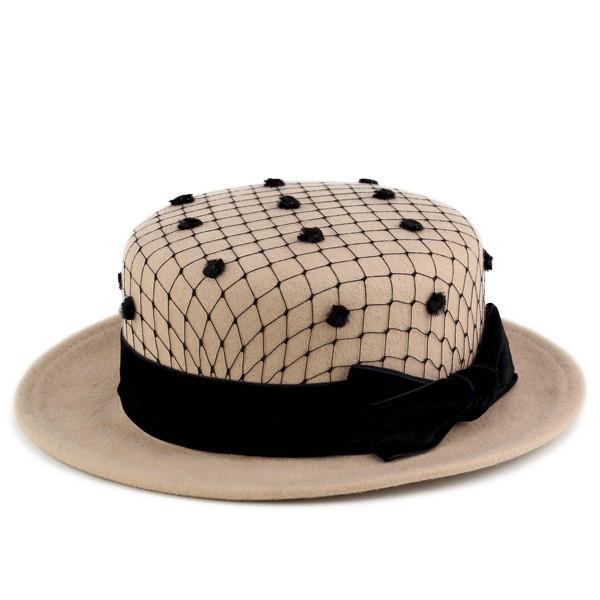 バラ色の帽子 ドットチュールキャノチェ レディース ばら色 帽子 Barairo no boushi カンカン帽 ハット 秋冬 ベージュ