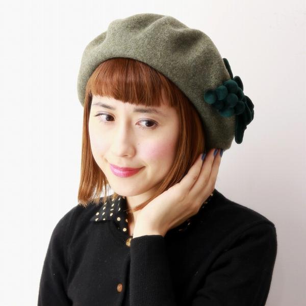 Barairo no Boushi 帽子 コサージュ レディース 秋冬 ベレー帽 日本製