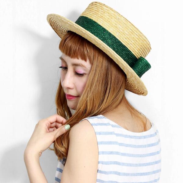 帽子 春 夏 カンカン帽 Barairo no Boushi 日本製 麦わら帽子 リボン 可愛い ハット  共麦リボンキャノチェ バラ色の帽子 キャノチェ レディース グリーン