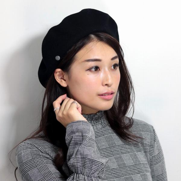 フランス製 LAULHÈRE 黒 ベレー帽 60cm LAULHERE ベレー フランス ローレル ブランド ベレー帽 ウール 帽子