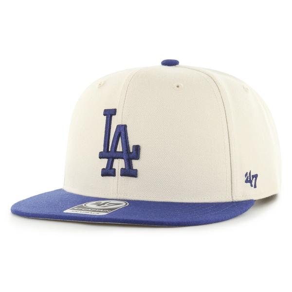 47 キャップ ドジャース スナップバック フラットバイザー 47brand DODGERS NO SHOT CAPTAIN ツ−トーン ナチュラル×ダークロイヤル