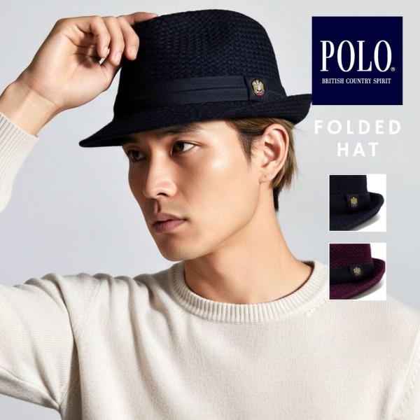 POLO ハット メンズ 中折れハット ニット ハット レディース ざっくり編み 帽子 秋冬 防寒 カジュアル きれいめ 英国風 大人 おしゃれ ユニセックス