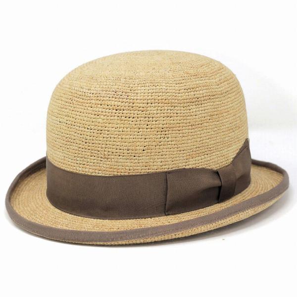 ボーラーハット 夏 ハット メンズ 夏 こま編み ラフィア ダービーハット KNOX ブランド ノックス メンズハット ナチュラルカラー 父の日