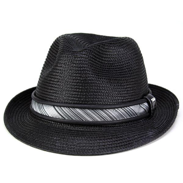 メンズファッションアイテム 帽子 ハット 中折れ帽 ストロー ポリブレード 光沢 ハリ きれいめコーデ ステイシーアダムス ブラック Sa609 011 Elehelm帽子通販専門店 通販 Yahoo ショッピング