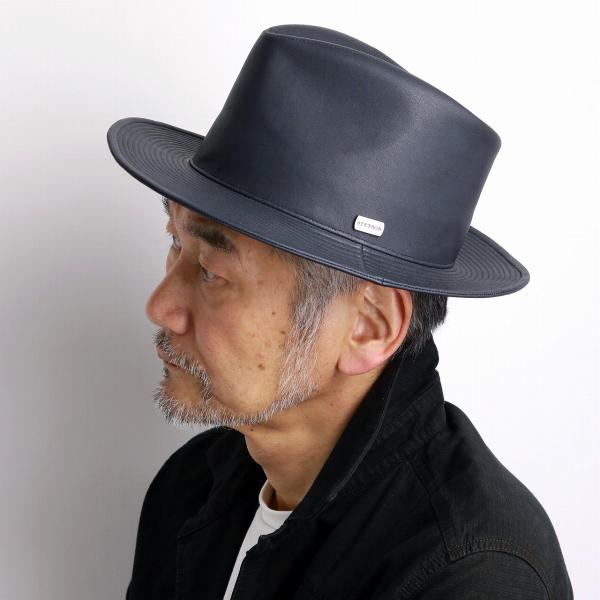 Schott　黒いレザー製ハット羊革　アメリカ製 Schott N.Y.C ショット レザー ハット 帽子 ワンスター セーラー